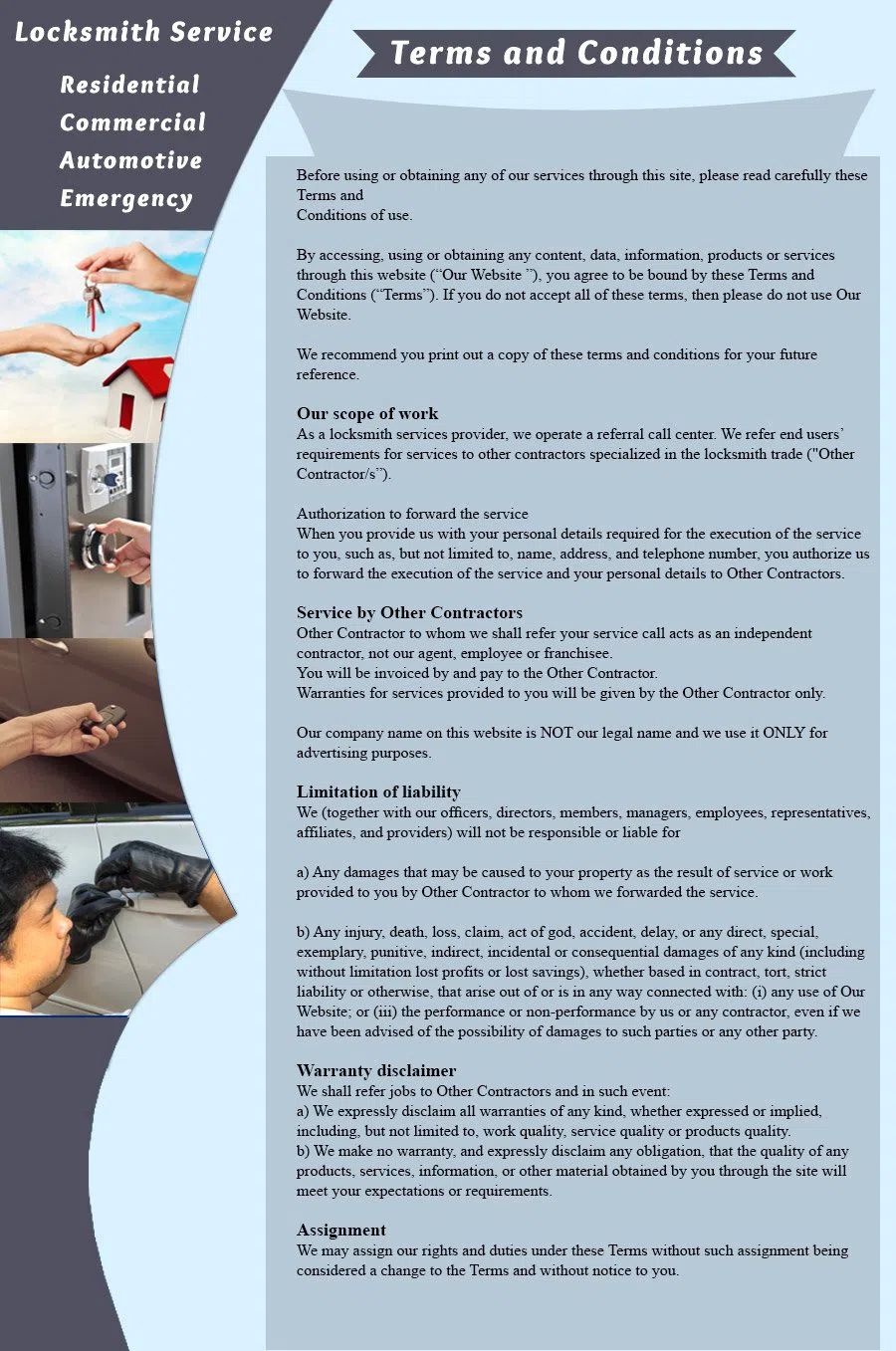 Our List of Available Locksmith Services